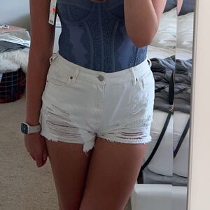 PacSun White Distressed Jean Shorts